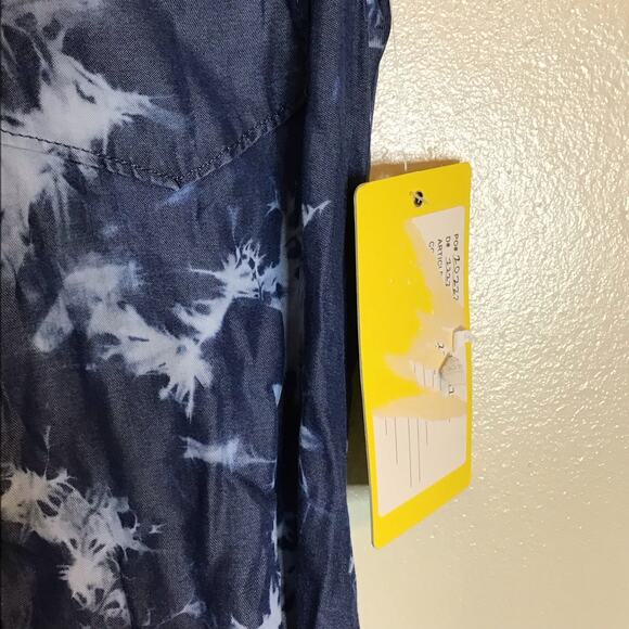 Spense Women Tie Dye denim Dress Sz. Sm button front Ruffle bottom NWT - Picture 7 of 10